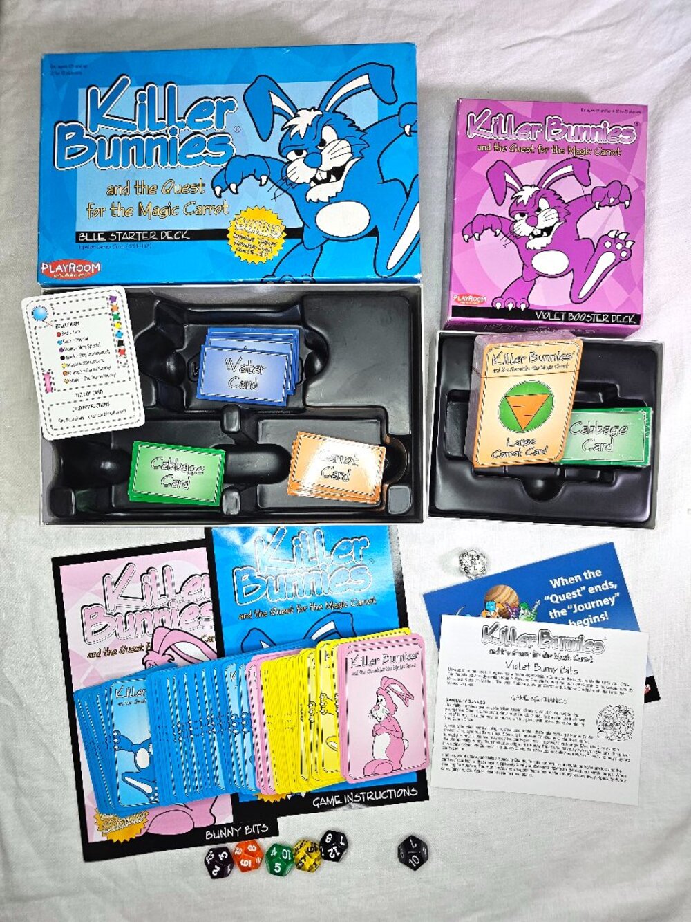 BUNDLE! Killer Bunnies Near Mint Blue/Yellow + Sealed Violet Booster Deck